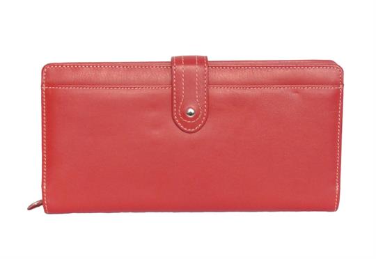 Red Real Leather Large loop closure purse | Gorjus London