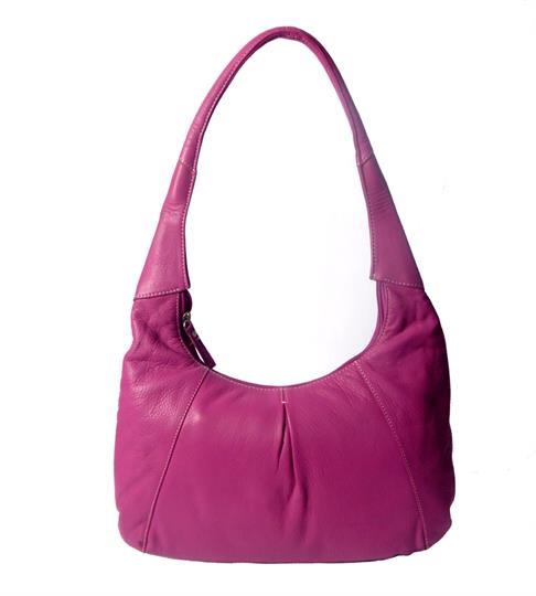 Women's pink hobo bag with front pleat