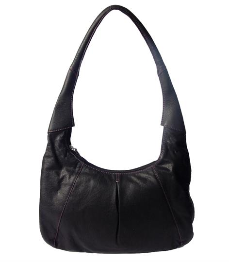 Women's black hobo bag with front pleat